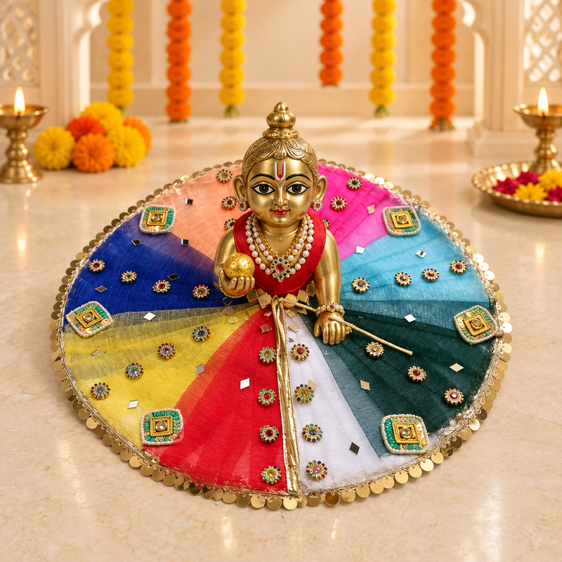 Navrang Patchwork Kundan Laddu Gopal Poshak – Size 6 – Front View