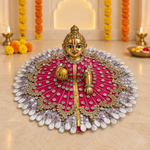 Rani Pink Silver Pearl Loop Laddu Gopal Poshak – Size 6 – Front View