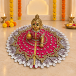 Rani Pink Silver Pearl Loop Laddu Gopal Poshak – Size 6 – Angled View