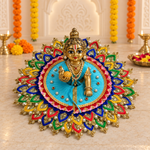 Turquoise Navrang Lotus Petal Laddu Gopal Poshak – Size 6 – Front View