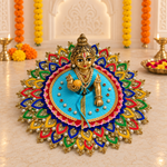 Turquoise Navrang Lotus Petal Laddu Gopal Poshak – Size 6 – Angled View