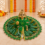 Emerald Green Bandhani Gold Loop Laddu Gopal Poshak – Size 6 – Front View