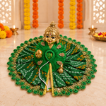 Emerald Green Bandhani Gold Loop Laddu Gopal Poshak – Size 6 – Angled View