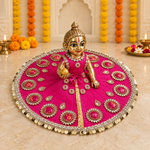 Rani Pink Kundan Medallion Laddu Gopal Poshak – Size 6 – Angled View
