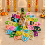 Pastel Navrang Layered Lotus Petal Laddu Gopal Poshak – Size 6 – Angled View
