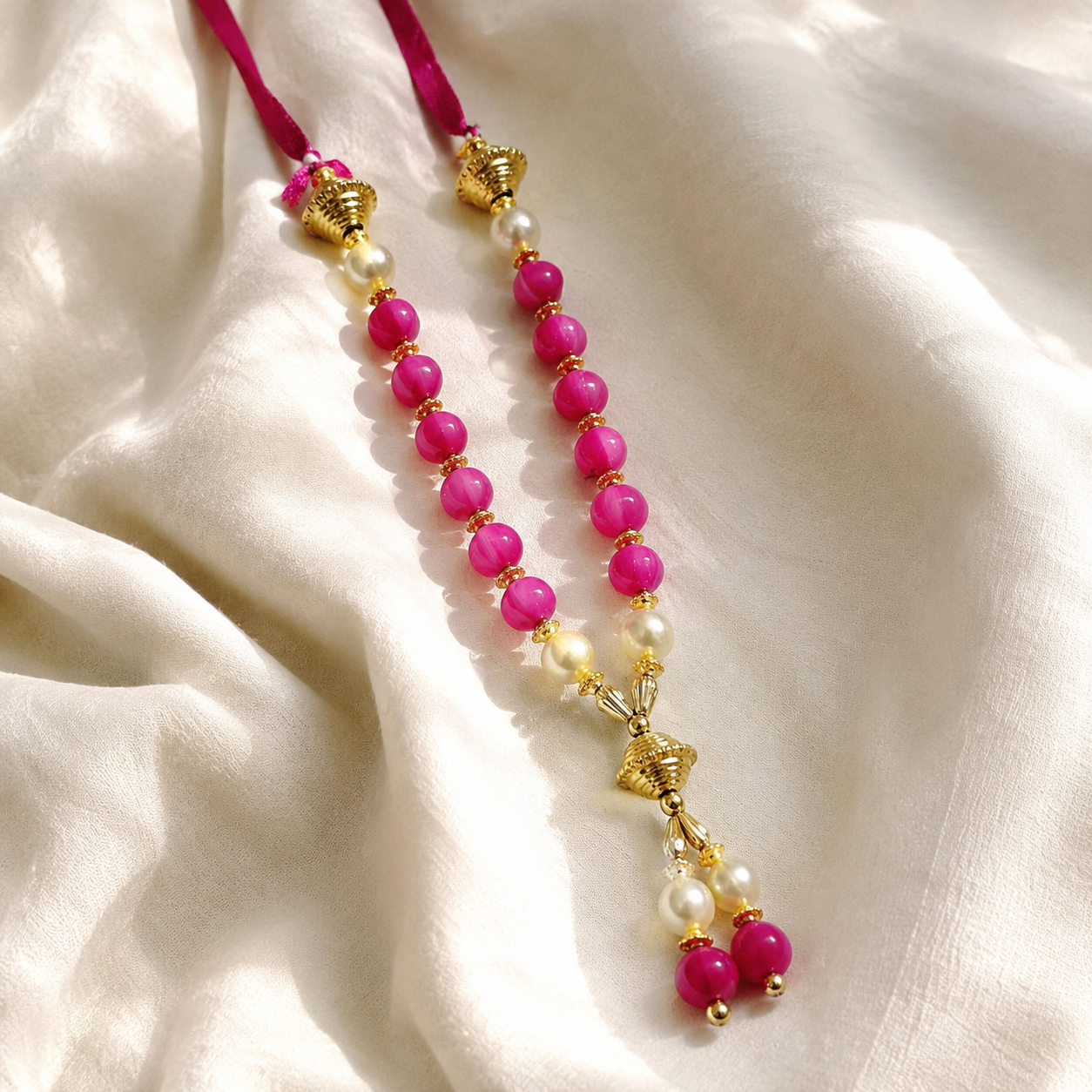 Magenta Pearl Mala alternate view