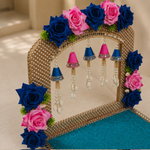 Royal Neel & Gulabi Rose Pearl Mandir Backdrop Set – view 2