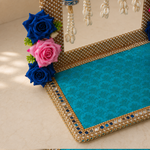 Royal Neel & Gulabi Rose Pearl Mandir Backdrop Set – view 4