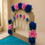 Royal Neel & Gulabi Rose Pearl Mandir Backdrop Set – view 5