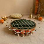 Emerald Pearl Jaal Pedestal Pooja Thali – view 2