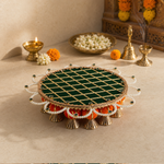 Emerald Pearl Jaal Pedestal Pooja Thali – view 3