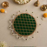 Emerald Pearl Jaal Pedestal Pooja Thali – view 4