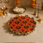 Shubh Labh Elephant Brocade Pooja Thali – view 4