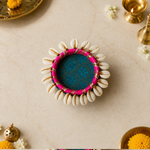 Neel Gulabi Cowrie Shell Mini Pooja Thali – view 1