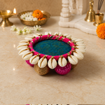 Neel Gulabi Cowrie Shell Mini Pooja Thali – view 2