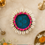 Neel Gulabi Cowrie Shell Mini Pooja Thali – view 5