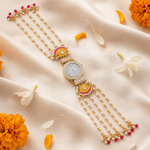 Royal Ivory Dial Kundan Watch Rakhi on ivory silk