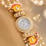 Royal Ivory Dial Kundan Watch Rakhi close-up