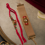 Lotus meenakari Rakhi and bracelet set for brother - view 2