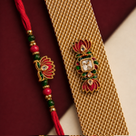 Lotus meenakari Rakhi and bracelet set for brother - view 4