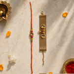 Teardrop kundan Rakhi and bracelet set for brother - view 1