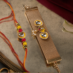Teardrop kundan Rakhi and bracelet set for brother - view 2