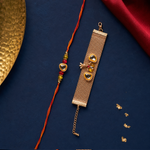 Teardrop kundan Rakhi and bracelet set for brother - view 3