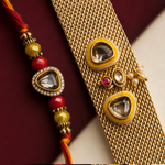Teardrop kundan Rakhi and bracelet set for brother - view 4