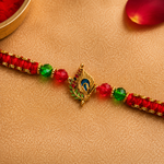 Red Beaded Antique Ganesh Rakhi for Brother - image 2