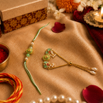 Mint Meenakari Rakhi & Lumba Set for Brother - image 1