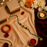 Emerald Braided Thread Rakhi with Kundan Motif for Brother - image 2