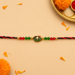 Green Peacock Meenakari Rakhi with Crystal Beads for Brother - view 3