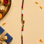 Red & Green Meenakari Charm Rakhi with Beads for Brother - view 4