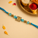 Crystal Om Beaded Rakhi for Brother - 3 Colours - Teal - view 1
