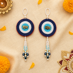 Blue chakra beaded Shubh Labh door hanging – view 3