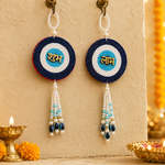Blue chakra beaded Shubh Labh door hanging – view 4