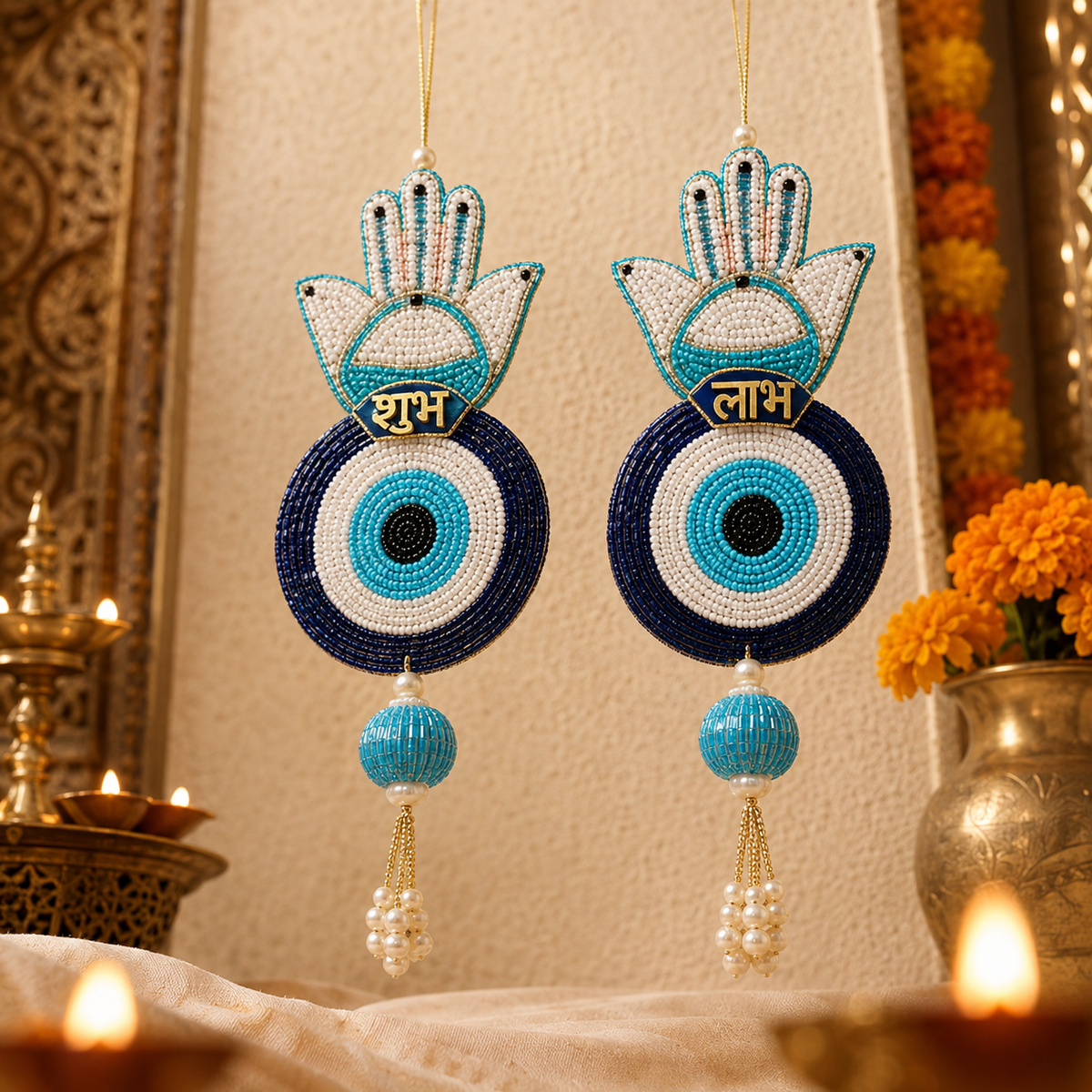 Hamsa evil eye Shubh Labh door hanging – view 4