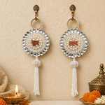 Crystal pearl floral Shubh Labh door hanging – view 1