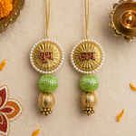 Green gold pearl Shubh Labh latkan – view 3
