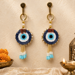 Blue evil eye Shubh Labh beaded hanging – view 1