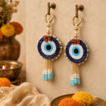 Blue evil eye Shubh Labh beaded hanging – view 2