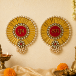 Kundan sunburst Shubh Labh wall hanging – view 1