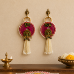Peacock motif Shubh Labh pearl hanging – view 3