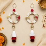 Peacock pearl tassel Shubh Labh door hanging – view 2