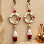 Peacock pearl tassel Shubh Labh door hanging – view 3