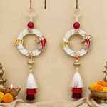 Peacock pearl tassel Shubh Labh door hanging – view 4
