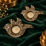 Rajhans Crystal Metal Tealight Holders – Pair - Zoom detail