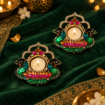 Mayur Kamal Metal Tealight Holders – Pair - Hero view