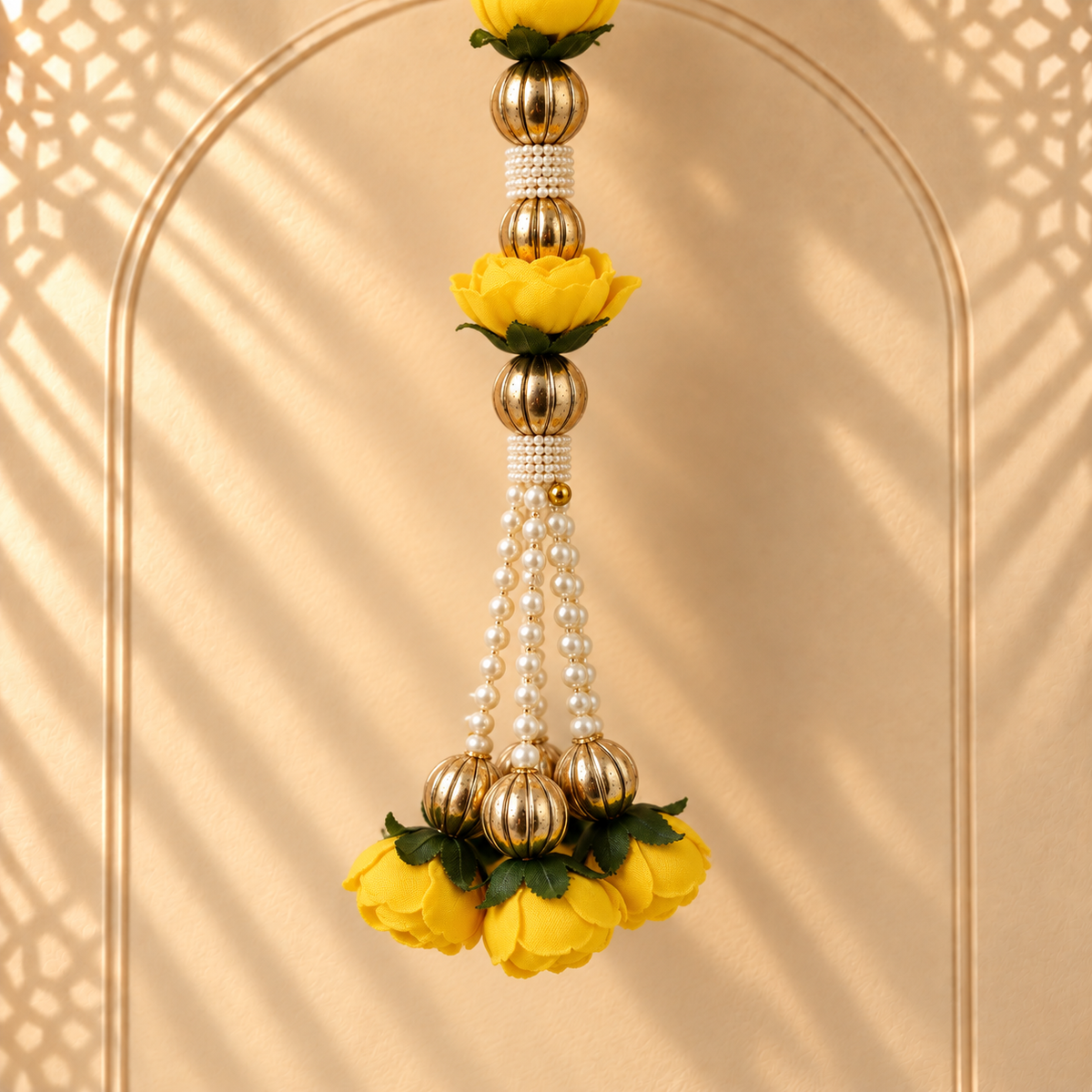 Peeli Floral Pearl Hanging - detail view