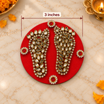 Charan Padika red round kundan 3 inch measurement
